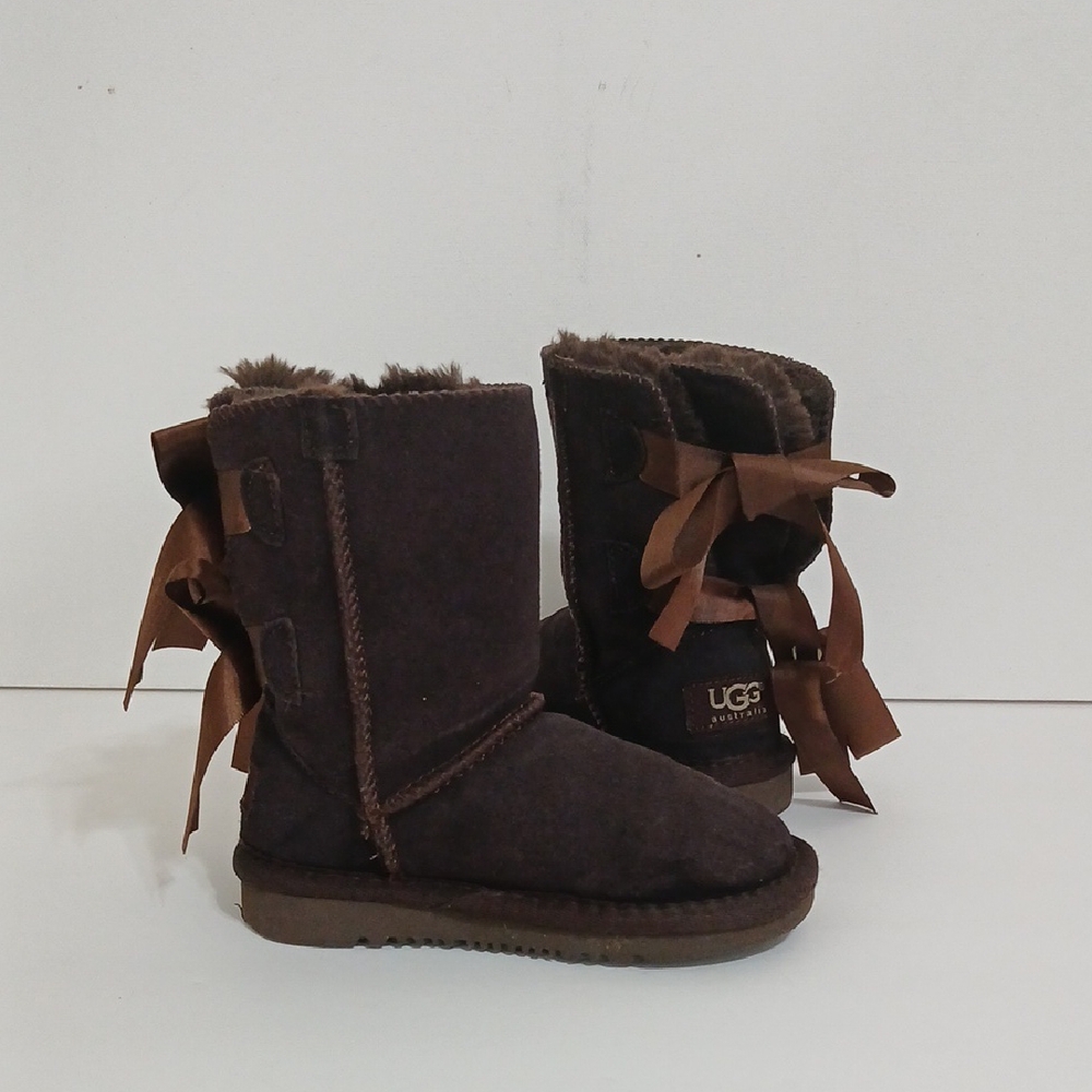 UGG Kids Chocolate Boots with Ribbon Accents